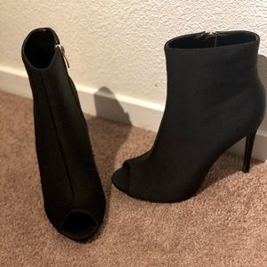 Black open toed booties